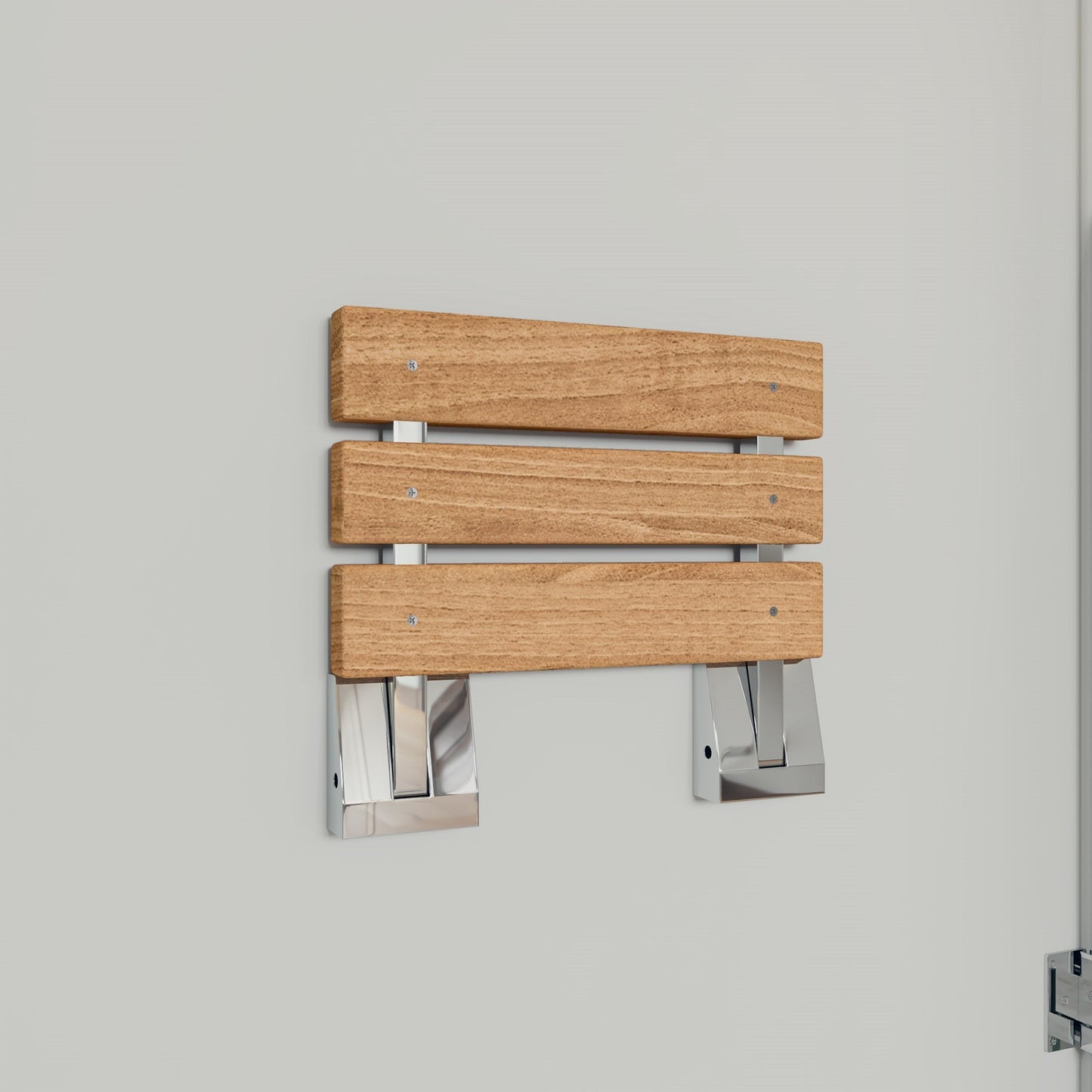 ALFI brand ABS16S 16" Wide Foldable Teak Shower Seat with Square Hardware
