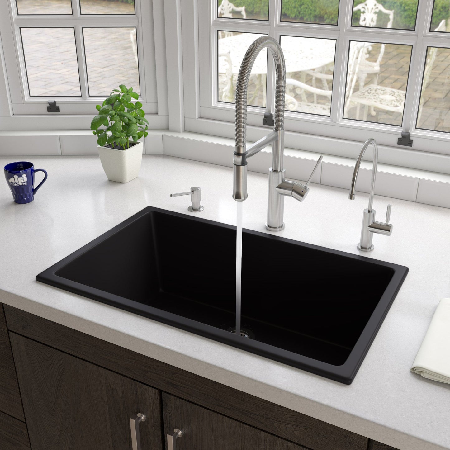 ALFI brand AB3018UD 30" x 18" Fireclay Undermount / Drop In Fireclay Kitchen Sink