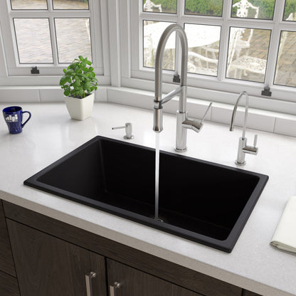 ALFI brand AB3018UD 30" x 18" Fireclay Undermount / Drop In Fireclay Kitchen Sink