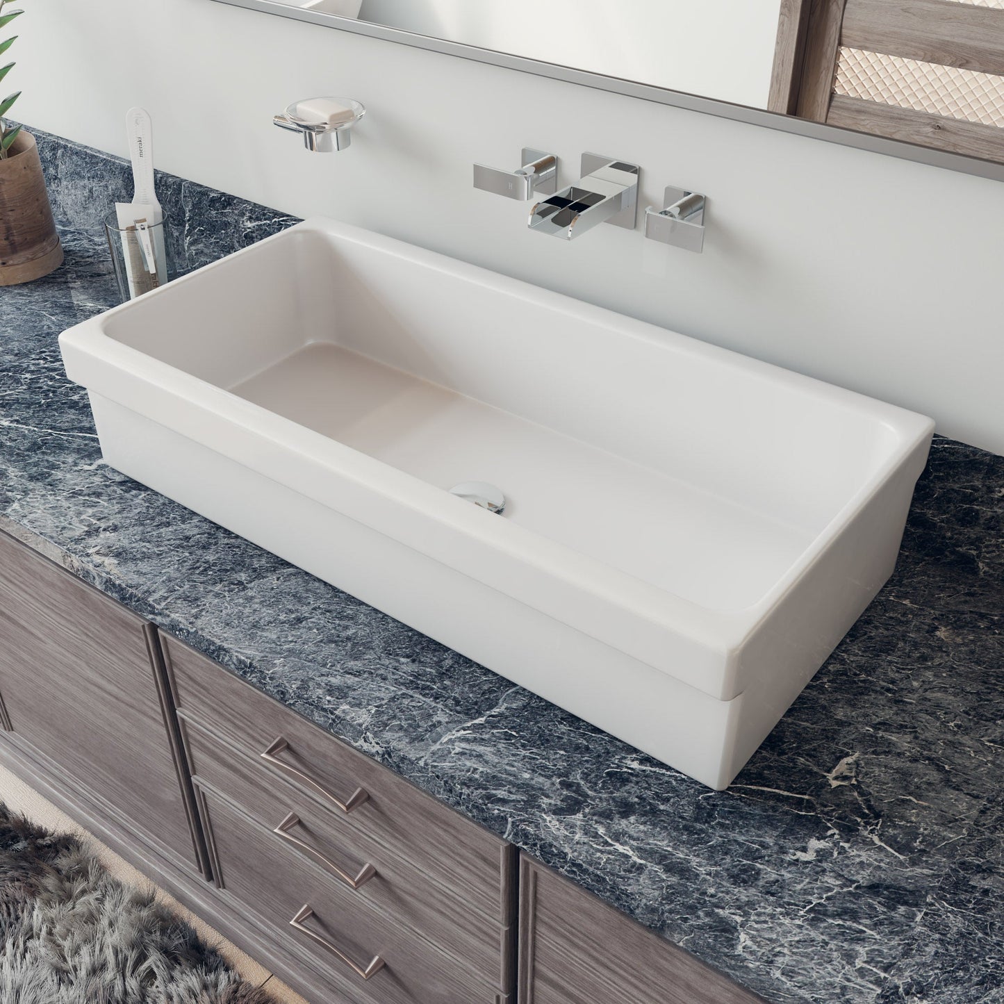 ALFI brand  AB36TR  36" White Above Mount Fireclay Bath Trough Sink