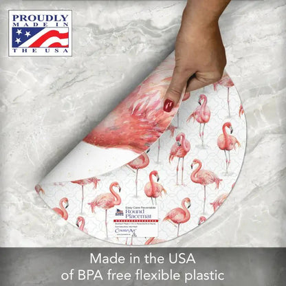 Gracefully Pink Reversible Round Plastic Placemat – BPA-Free, Made in the USA