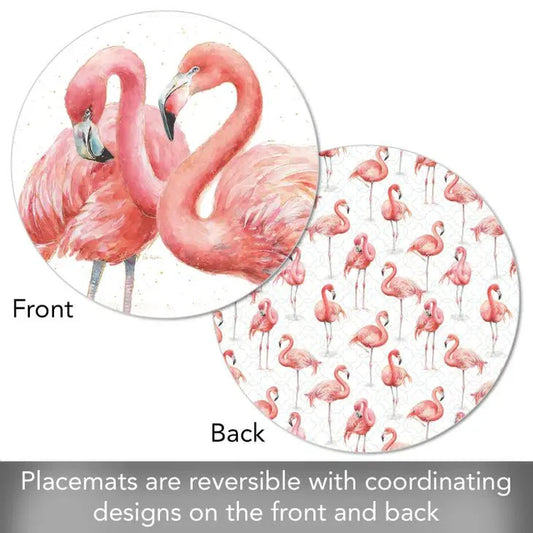 Gracefully Pink Reversible Round Plastic Placemat – BPA-Free, Made in the USA