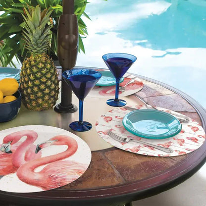 Gracefully Pink Reversible Round Plastic Placemat – BPA-Free, Made in the USA