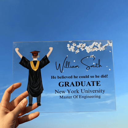 Graduation Gift 2025 For Him/Her - Personalized Custom Horizontal Acrylic Plaque - Senior, Class of 2025 Graduate, Grandson, Granddaughter, Daughter, Son, Best Friends