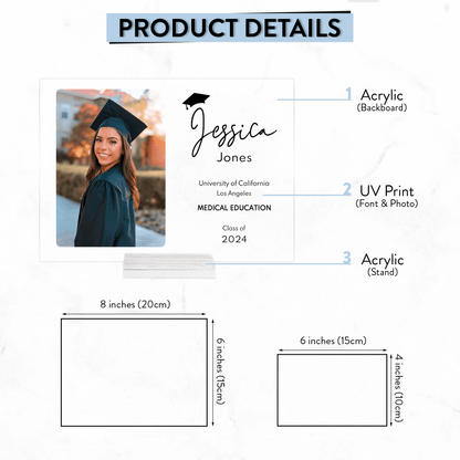 Graduation Gifts, Presents & Ideas For Her, Grad Ceremony, Commencement, Convocation, College & uni University, Personalized Custom Acrylic Plaque