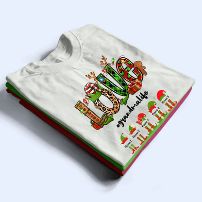 Grandma Elf - Personalized Custom T Shirt - Birthday, Loving, Funny Gift for Grandma/Nana/Mimi, Mom, Wife, Grandparent