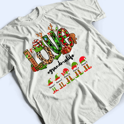 Grandma Elf - Personalized Custom T Shirt - Birthday, Loving, Funny Gift for Grandma/Nana/Mimi, Mom, Wife, Grandparent