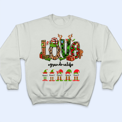 Grandma Elf - Personalized Custom T Shirt - Birthday, Loving, Funny Gift for Grandma/Nana/Mimi, Mom, Wife, Grandparent