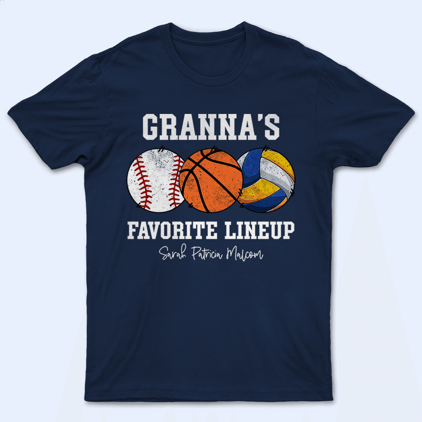 Grandma's Favorite Lineup - Baseball/Softball - Personalized Custom T Shirt - Gift for Grandma/Nana/Mimi, Mom, Wife, Grandparent