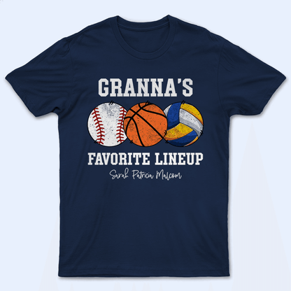 Grandma's Favorite Lineup - Baseball/Softball - Personalized Custom T Shirt - Gift for Grandma/Nana/Mimi, Mom, Wife, Grandparent