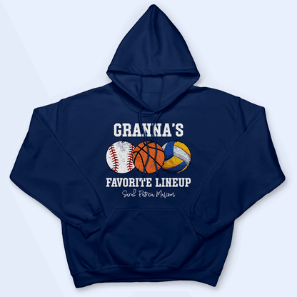 Grandma's Favorite Lineup - Baseball/Softball - Personalized Custom T Shirt - Gift for Grandma/Nana/Mimi, Mom, Wife, Grandparent