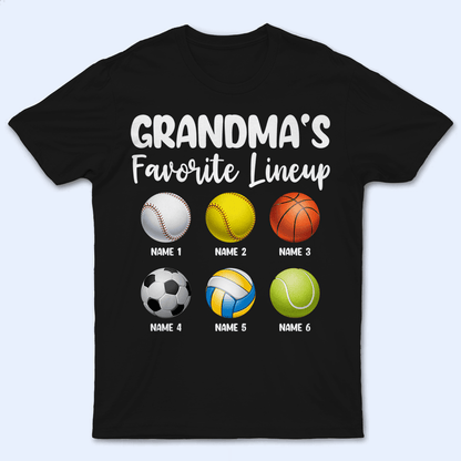 Grandma's Favorite Lineup - Personalized Custom T Shirt - Birthday, Loving, Funny Gift for Grandma/Nana/Mimi, Mom, Wife, Grandparent