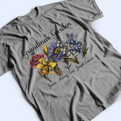 Grandma's Garden - Personalized Custom T Shirt - Birthday, Loving, Funny Gift for Grandma/Nana/Mimi, Mom, Wife, Grandparent