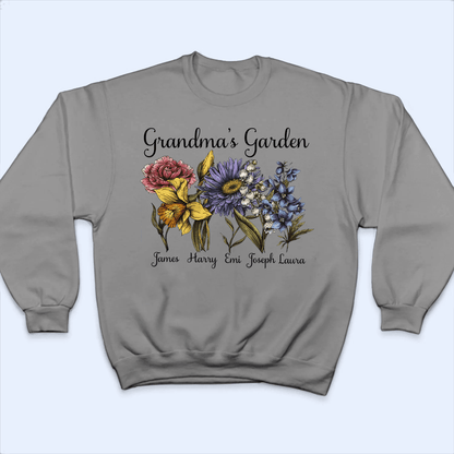 Grandma's Garden - Personalized Custom T Shirt - Birthday, Loving, Funny Gift for Grandma/Nana/Mimi, Mom, Wife, Grandparent