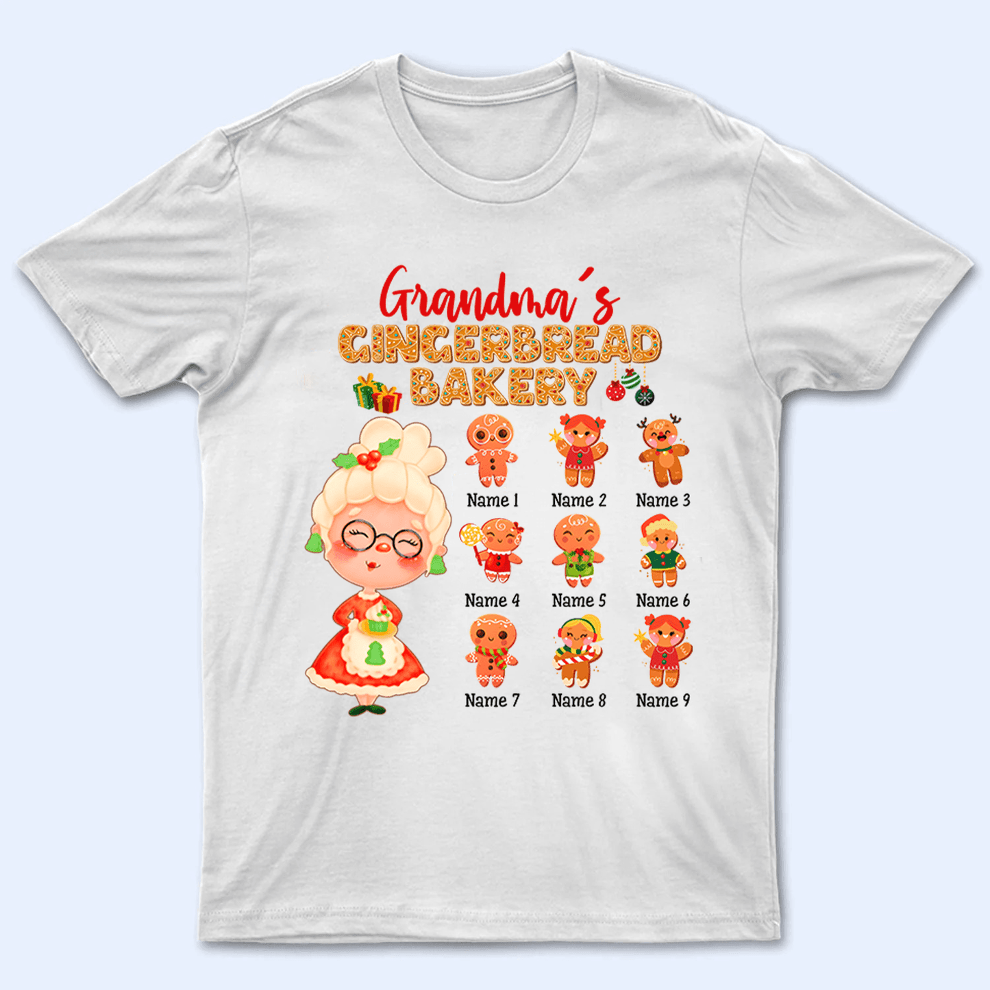 Grandma's Gingerbread Bakery - Personalized Custom T Shirt - Birthday, Loving, Funny Gift for Grandma/Nana/Mimi, Mom, Wife, Grandparent