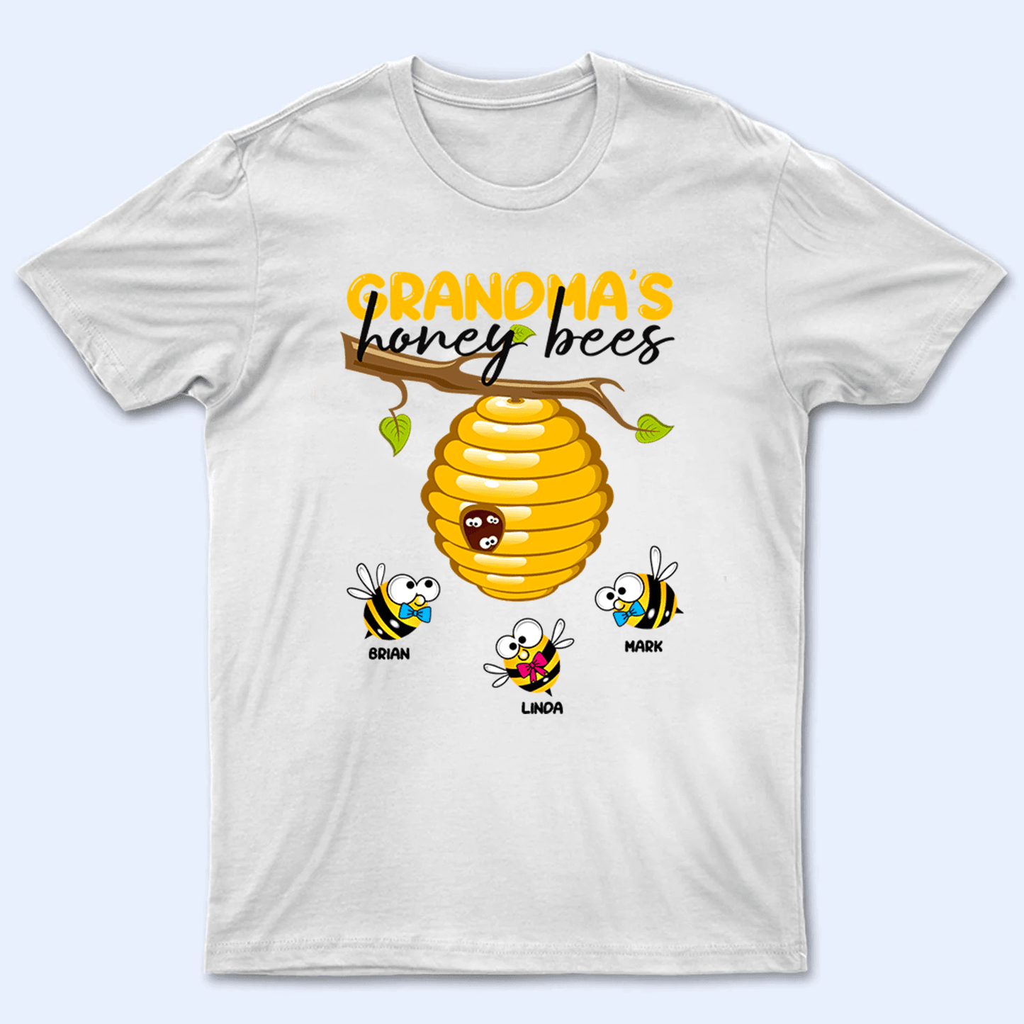 Grandma's Honey Bees - Personalized Custom T Shirt - Gift for Grandma/Nana/Mimi, Mom, Wife, Grandparent