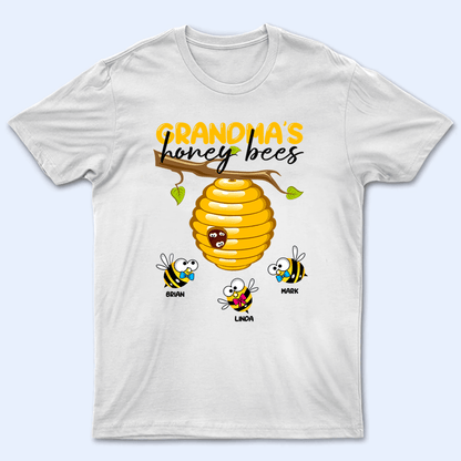 Grandma's Honey Bees - Personalized Custom T Shirt - Gift for Grandma/Nana/Mimi, Mom, Wife, Grandparent