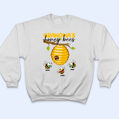 Grandma's Honey Bees - Personalized Custom T Shirt - Gift for Grandma/Nana/Mimi, Mom, Wife, Grandparent