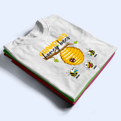Grandma's Honey Bees - Personalized Custom T Shirt - Gift for Grandma/Nana/Mimi, Mom, Wife, Grandparent