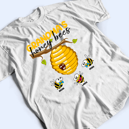 Grandma's Honey Bees - Personalized Custom T Shirt - Gift for Grandma/Nana/Mimi, Mom, Wife, Grandparent