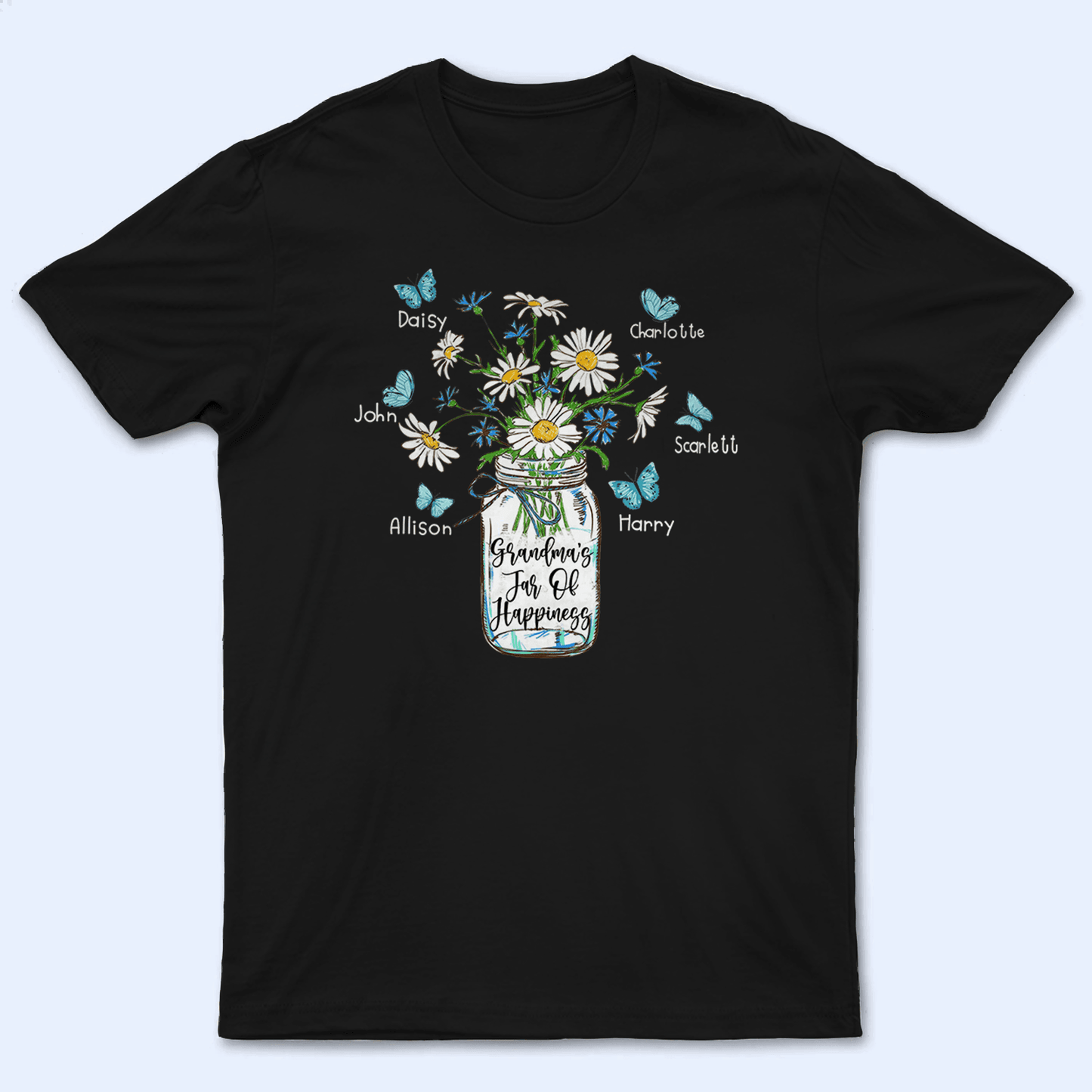 Grandma's Jar Of Happiness - Personalized Custom T Shirt - Birthday, Loving, Funny Gift for Grandma/Nana/Mimi, Mom, Wife, Grandparent