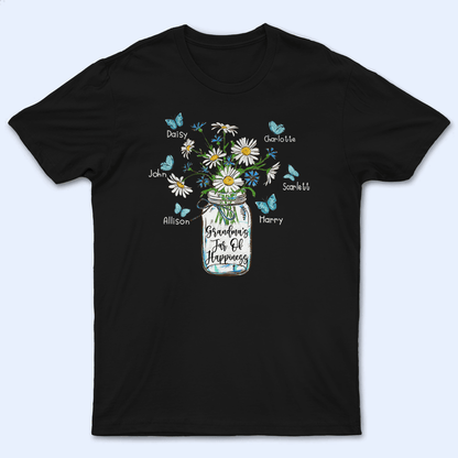 Grandma's Jar Of Happiness - Personalized Custom T Shirt - Birthday, Loving, Funny Gift for Grandma/Nana/Mimi, Mom, Wife, Grandparent