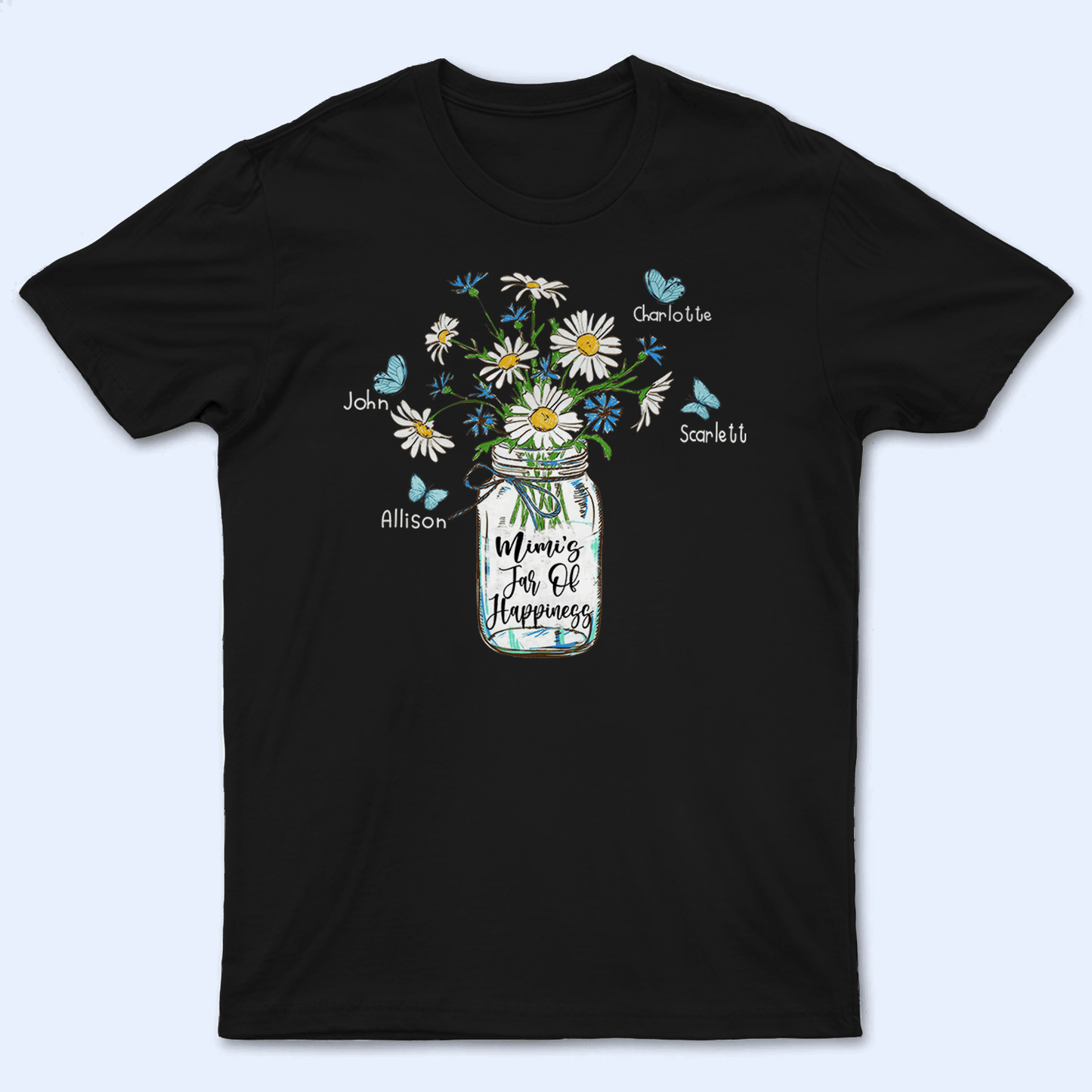 Grandma's Jar Of Happiness - Personalized Custom T Shirt - Birthday, Loving, Funny Gift for Grandma/Nana/Mimi, Mom, Wife, Grandparent