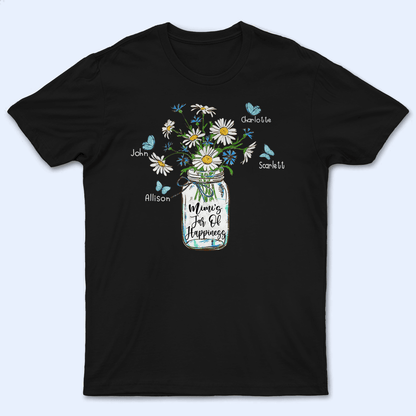 Grandma's Jar Of Happiness - Personalized Custom T Shirt - Birthday, Loving, Funny Gift for Grandma/Nana/Mimi, Mom, Wife, Grandparent