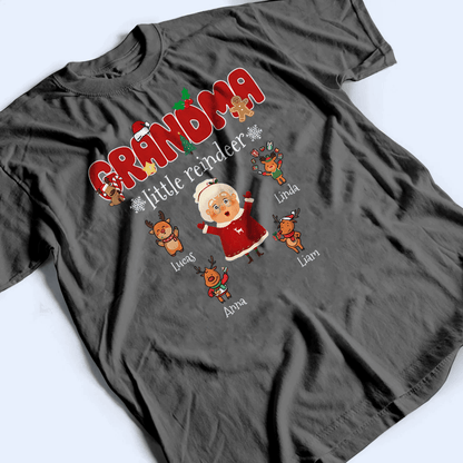 Grandma's Little Reindeer - Personalized Custom T Shirt - Birthday, Loving, Funny Gift for Grandma/Nana/Mimi, Mom, Wife, Grandparent