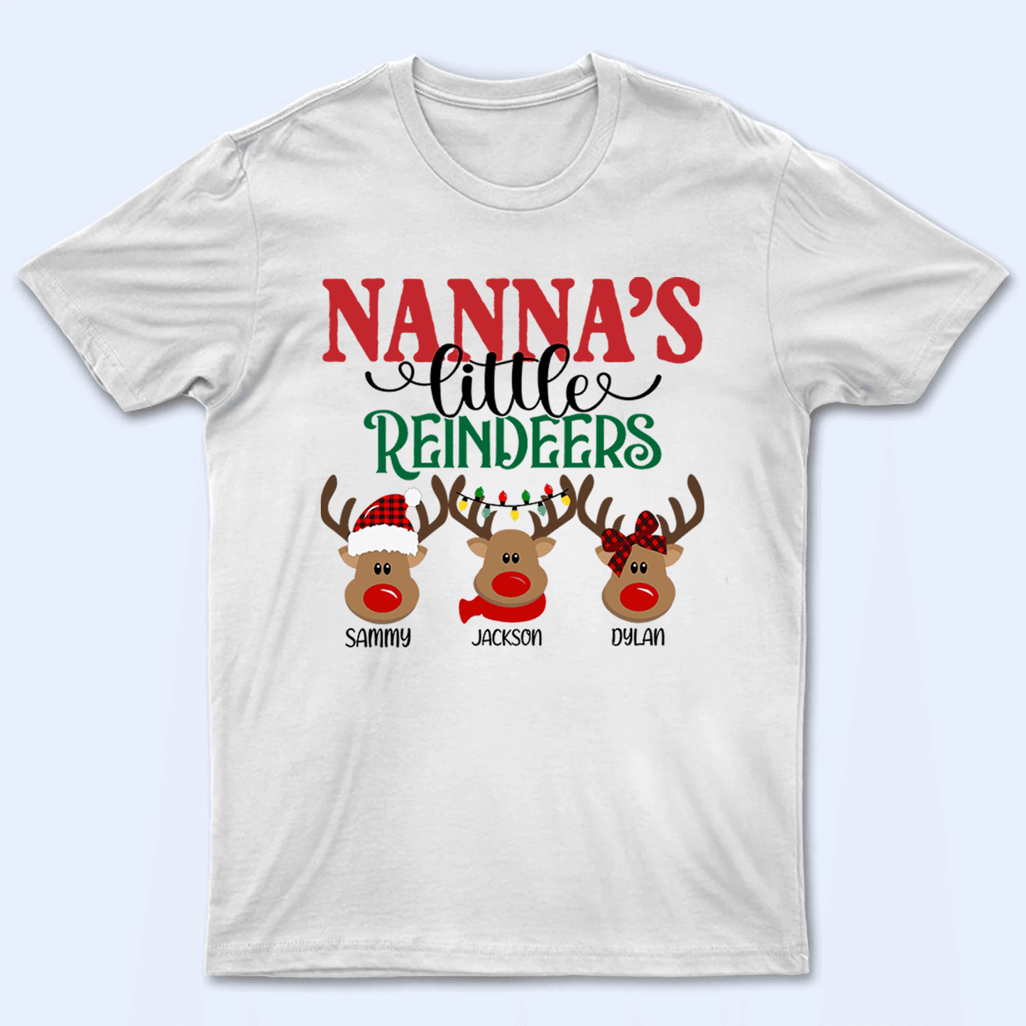 Grandma's Little Reindeers Christmas - Personalized Custom T Shirt - Gift for Grandma/Nana/Mimi, Mom, Wife, Grandparent