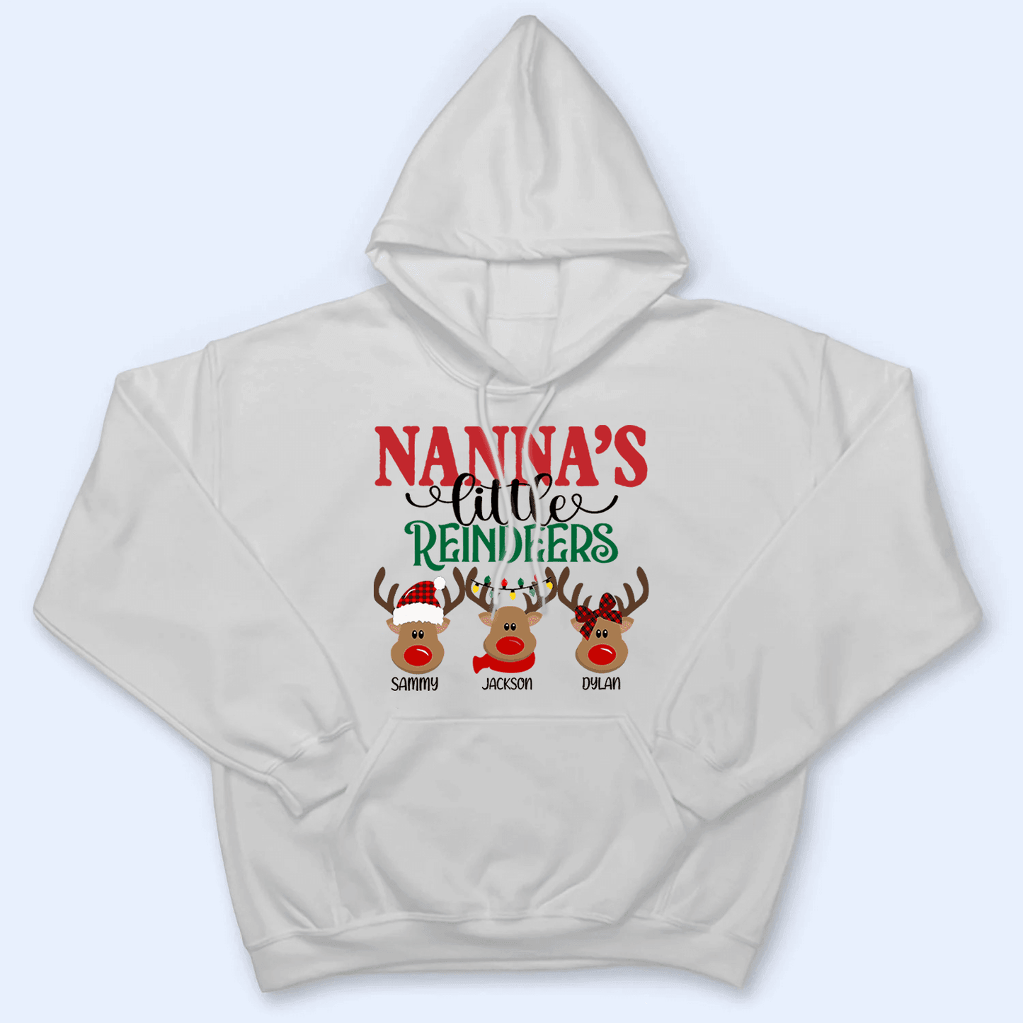Grandma's Little Reindeers Christmas - Personalized Custom T Shirt - Gift for Grandma/Nana/Mimi, Mom, Wife, Grandparent