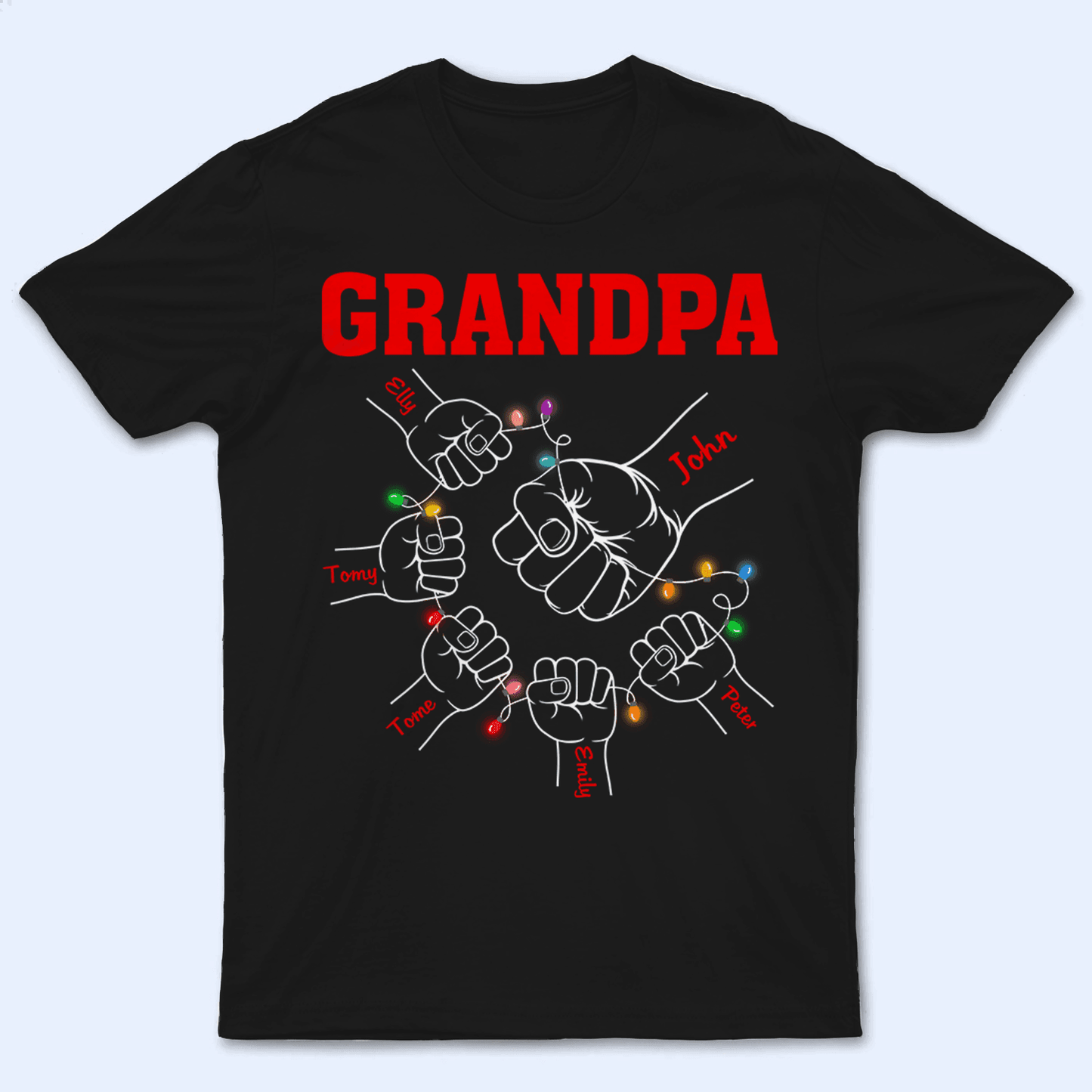 Grandpa Hands - Personalized Custom T Shirt - Birthday, Loving, Funny Gift for Grandfather/Dad/Father, Husband, Grandparent