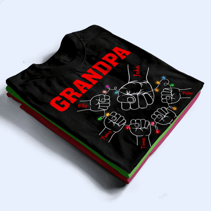 Grandpa Hands - Personalized Custom T Shirt - Birthday, Loving, Funny Gift for Grandfather/Dad/Father, Husband, Grandparent