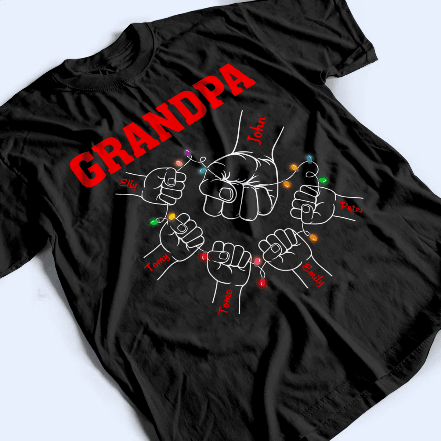 Grandpa Hands - Personalized Custom T Shirt - Birthday, Loving, Funny Gift for Grandfather/Dad/Father, Husband, Grandparent