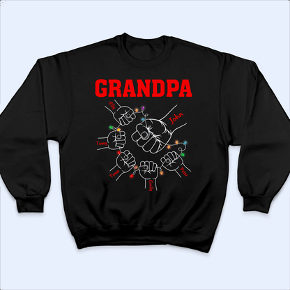 Grandpa Hands - Personalized Custom T Shirt - Birthday, Loving, Funny Gift for Grandfather/Dad/Father, Husband, Grandparent