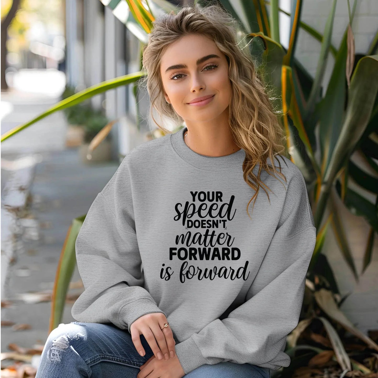 Your Speed Doesn’t Matter Forward Is Forward Sweatshirt – Motivational & Comfortable