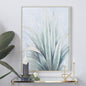 Green Canvas Leaf Agave Living Room Framed Wall Art with Beige Frame