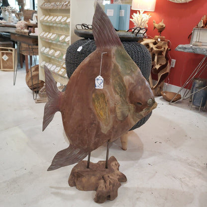 Green Carved Teak Wood Fish