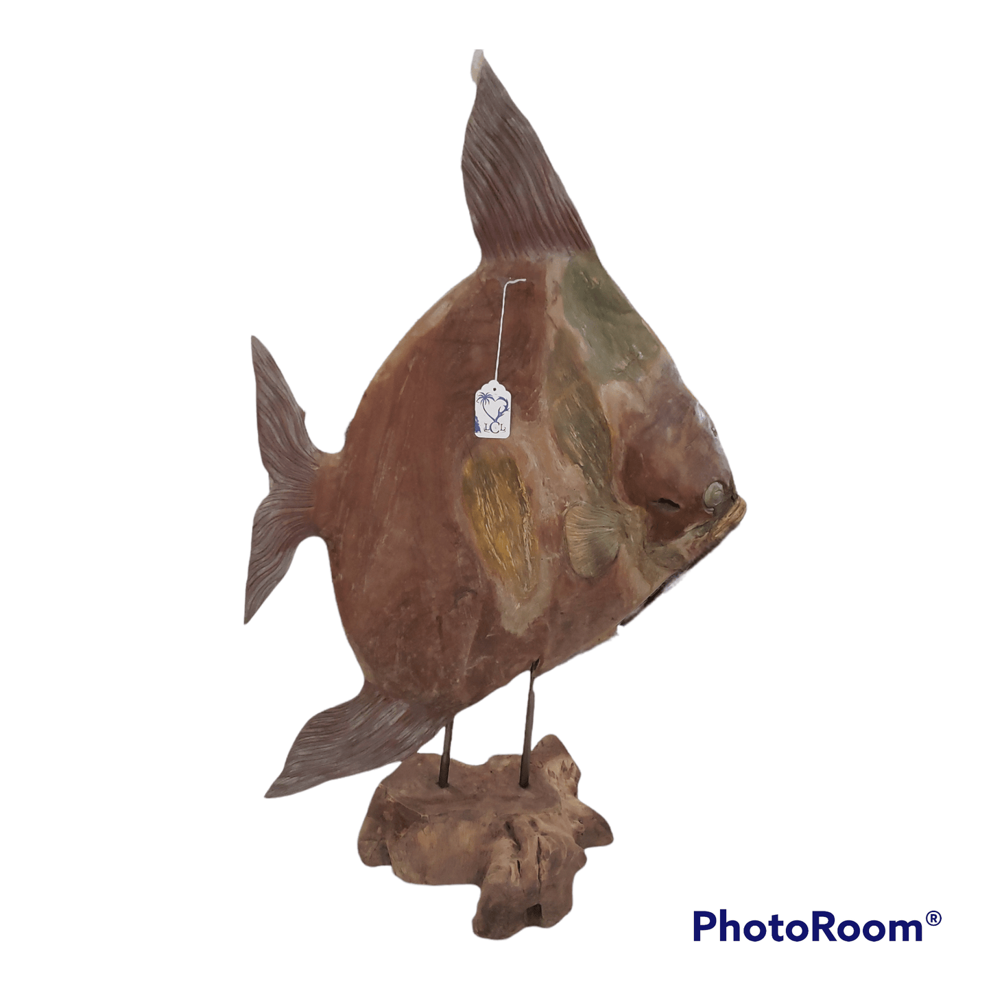 Green Carved Teak Wood Fish