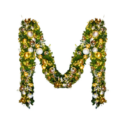9'x14" Pre-Decorated Garland with Warm White Lights Gold/Silver