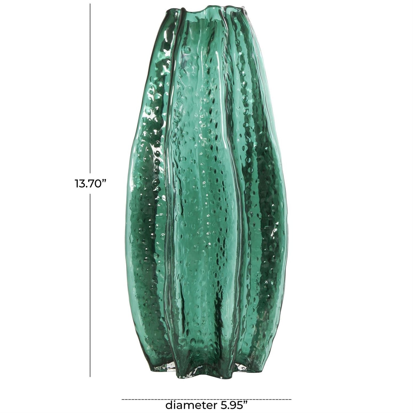 Green Glass Bubble Textured Vase