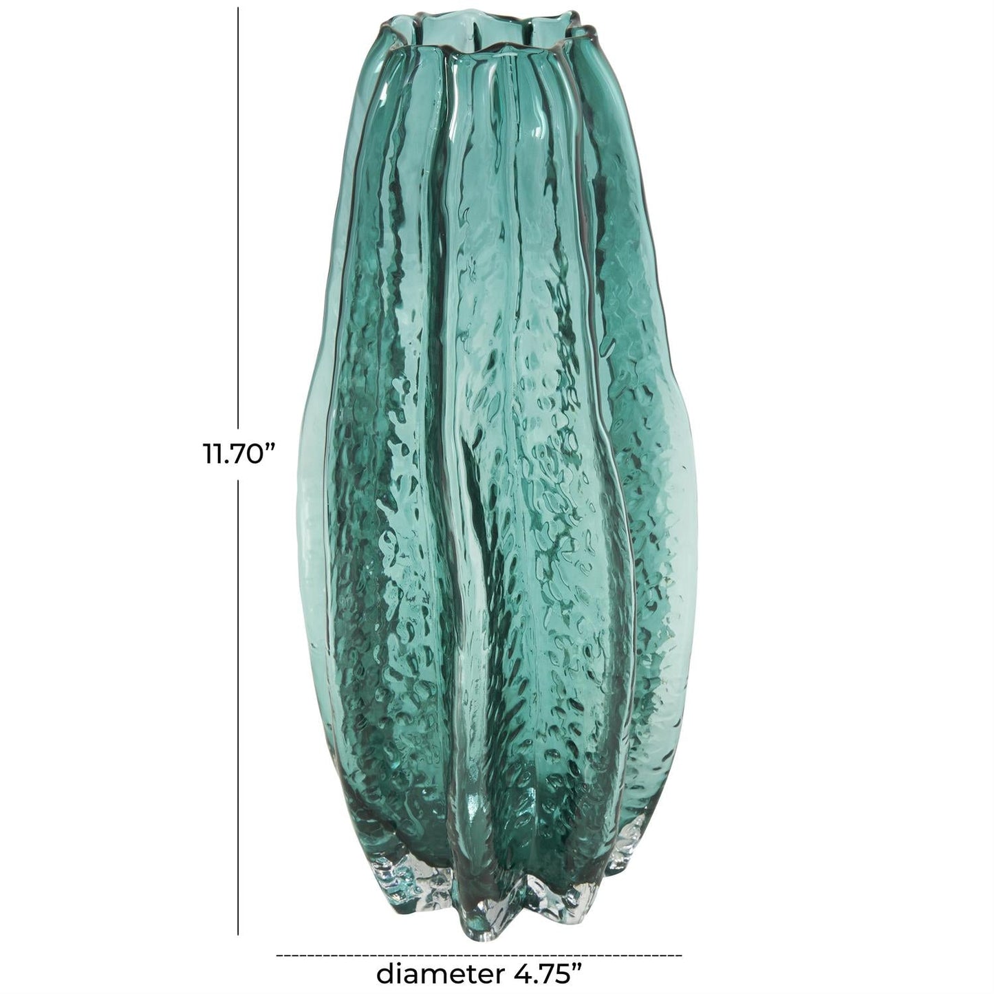 Green Glass Bubble Textured Vase