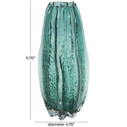 Green Glass Bubble Textured Vase