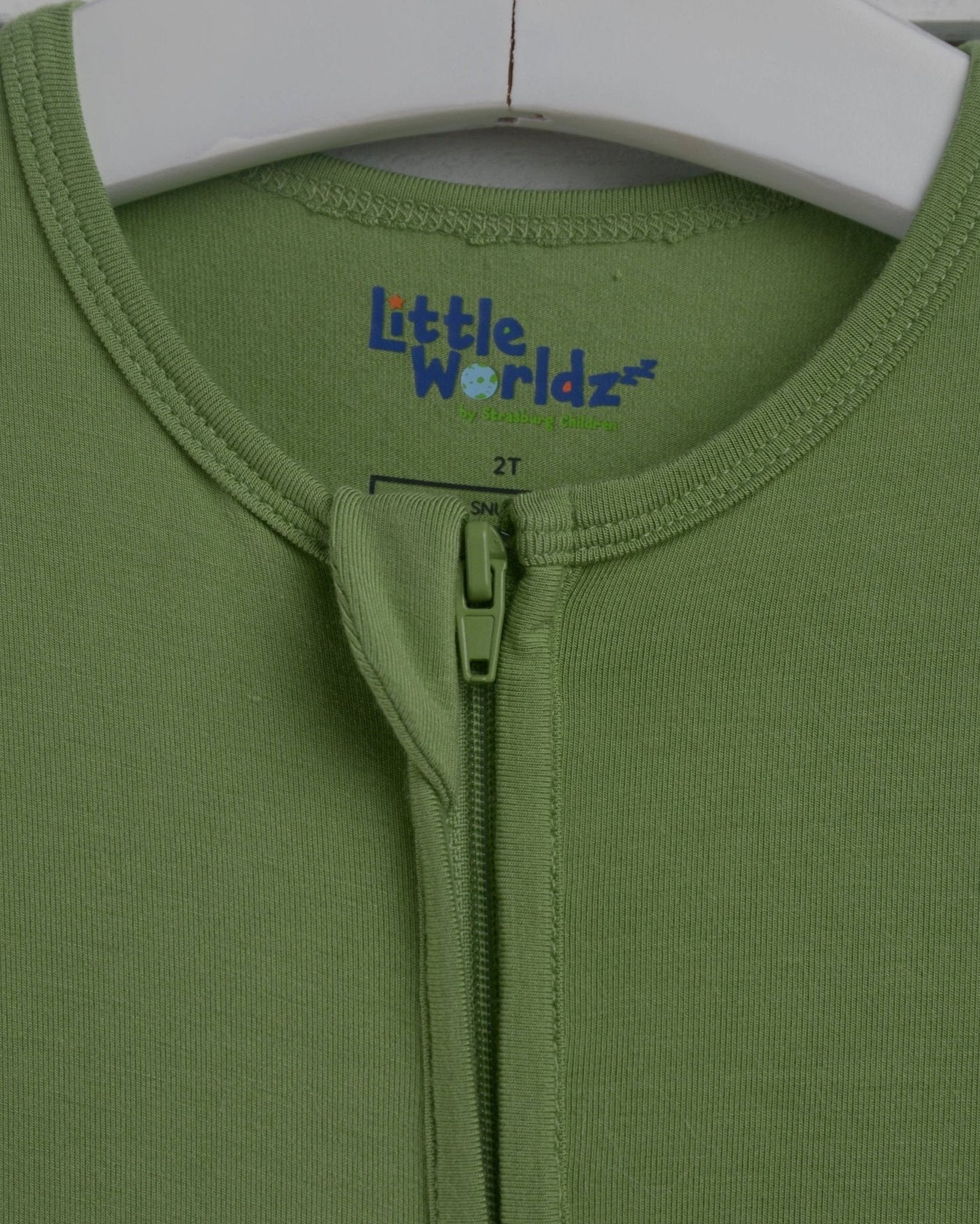 Green Bamboo Zipper Footie