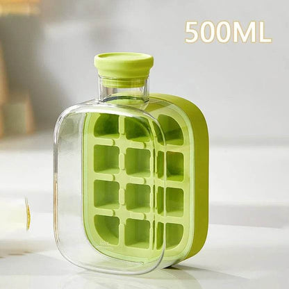 2-in-1 Ice Cube Tray & Water Bottle – Portable High-Capacity Ice Maker Mold for Home & Kitchen Summer Use