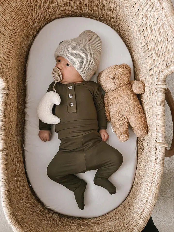 Newborn Boy Outfit Set - Army Green | Baby Boy Coming Home Outfit