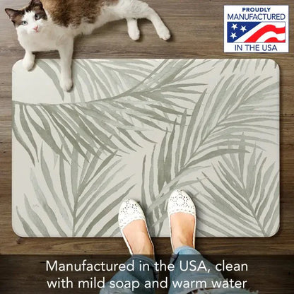 Grey Palm Fronds 30” x 20” Vinyl Comfort Floor Mat
