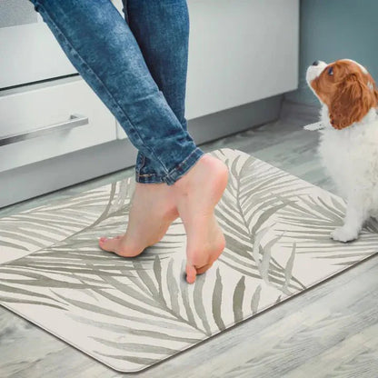 Grey Palm Fronds 30” x 20” Vinyl Comfort Floor Mat