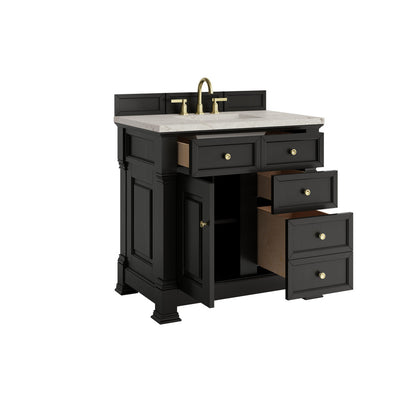 James Martin 547-V36 Brookfield 36” Single Vanity – Black Onyx / Honey Oak / Pearl Charcoal