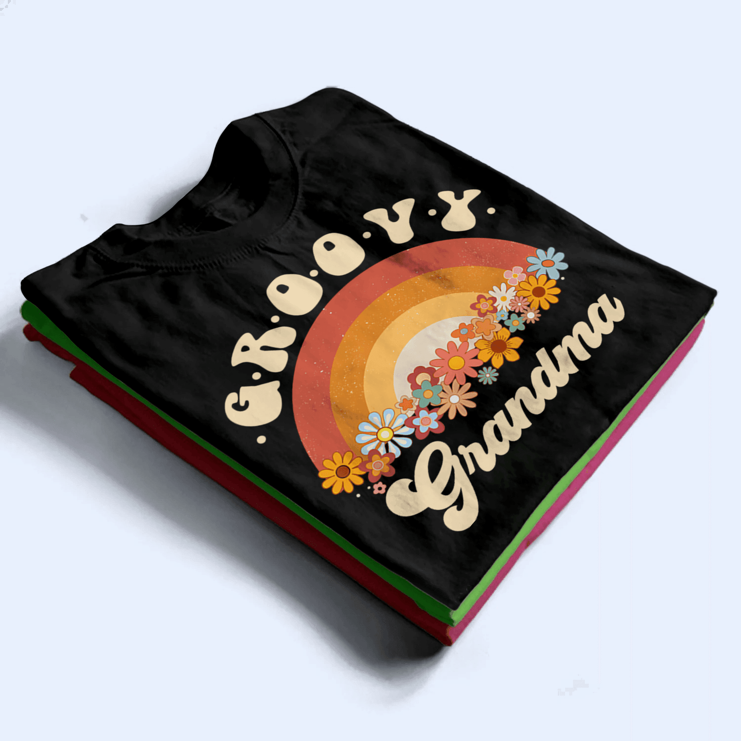 Groovy Grandma - Personalized Custom T Shirt - Birthday, Loving, Funny Gift for Grandma/Nana/Mimi, Mom, Wife, Grandparent